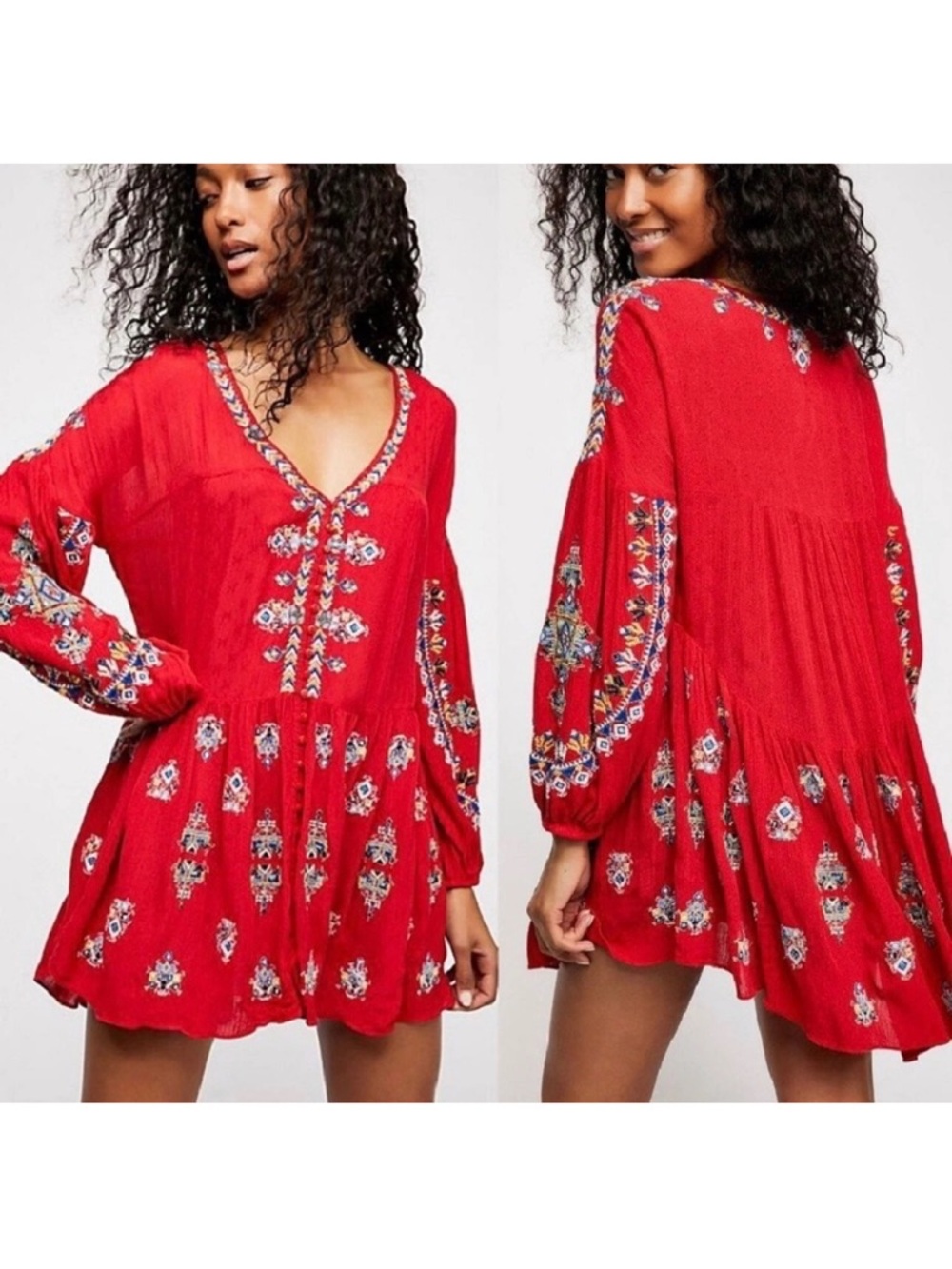 Free People Arianna Embroidered Tunic Top or Dress Large